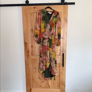 Anthropologie Floral Multicolor Wrap Dress